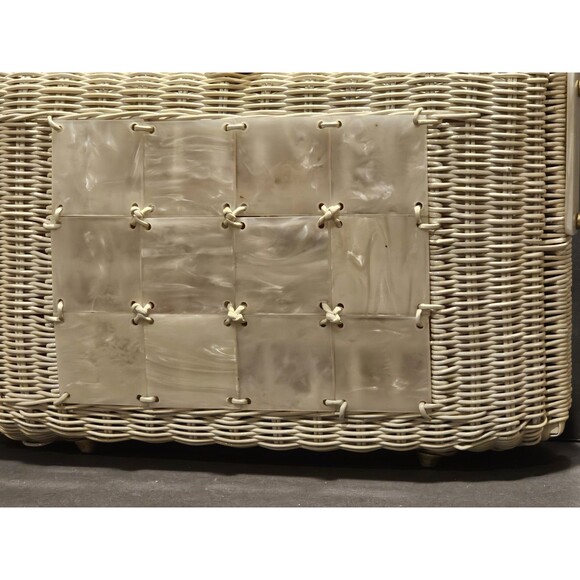 Rare Vintage 1950s/60s Stylecraft of Miami Wicker/Lucite Box Bag Shell Accents - Picture 2 of 16